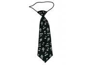 Boys Polyester Elastic Neck Tie Black White Musical Note Pack Of 2