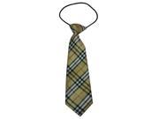 Boys Polyester Elastic Neck Tie Yellow White Black Grid Pack Of 2