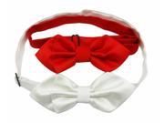 Yongshida Men s Polyester Bow Tie Closed Angle Adjustable Solid Color Red And White Pack Of 2 One Size