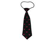 Boys Polyester Elastic Neck Tie Black and Rose Heart Style Pack Of 2