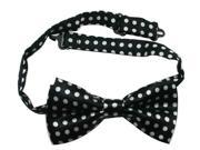 Boys Polyester Bow Tie Black with White Dots Style Pack Of 2