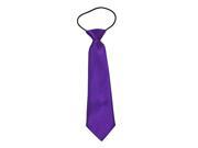 Boys Polyester Elastic Neck Tie Deep Purple Solid Color Pack Of 2