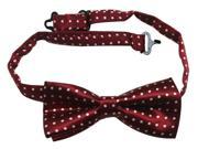 Boys Polyester Bow Tie Dark Red with White Dots Pack Of 2
