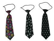 Boys Polyester Elastic Neck Tie Black Red Assorted Style Pack Of 3