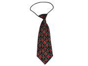Boys Polyester Elastic Neck Tie Black and Red Poker Style Pack Of 2