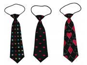 Boys Polyester Elastic Neck Tie Mix Color Assorted Style Pack Of 3