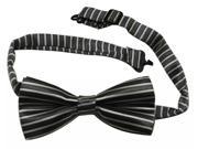 Boys Polyester Bow Tie Black and White Stripe Pack Of 2