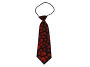 Boys Polyester Elastic Neck Tie Black and Red Skeleton Pack Of 2