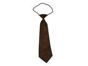 Boys Polyester Elastic Neck Tie Brown Solid Color Pack Of 2