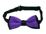 Boys Polyester Bow Tie Double deck Black and Deep Purple Pack Of 2