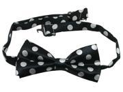 Boys Polyester Bow Tie Black with White Dots Style Pack Of 2