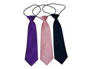 Boys Polyester Elastic Neck Tie Deep Blue Pink and Royalblue Assorted