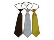 Boys Polyester Elastic Neck Tie Coffee Silvery Deep Yellow Assorted