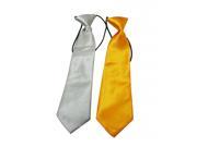 Boys Polyester Elastic Flexible Neck Tie Solid Color Pack Of 2 Black and Green One Size