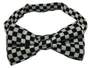 Yongshida Men s Polyester Bow Tie Adjustable White And Black Lattice Pack Of 2 One Size