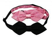 Yongshida Men s Polyester Bow Tie Closed Angle Adjustable Solid Color Pink Purple And Deep Gray Pack Of 2 One Size
