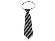 Boys Polyester Elastic Neck Tie Black and White Stripe Pack Of 2
