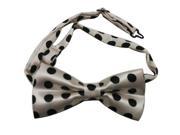 Boys Polyester Bow Tie White with Black Dots Pack Of 2
