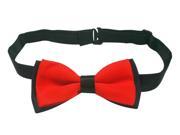Boys Polyester Bow Tie Double deck Black and Red Pack Of 2