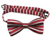 Boys Polyester Bow Tie Deep Red and White Stripe Style Pack Of 2