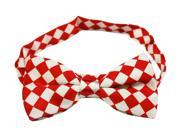 Yongshida Men s Polyester Bow Tie Adjustable White And Red Lattice Pack Of 2 One Size