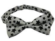 Yongshida Men s Polyester Bow Tie Adjustable White With Black Stars Pack Of 2 One Size