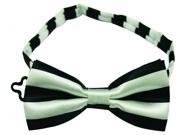 Boys Polyester Bow Tie Black and White Stripe Style Pack Of 2