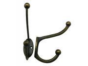 Metal Antique Brass Double Hook Hat And Robe Coat Hanger With Screws Pack Of 4