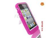 Hot Pink and White Robotic Case Hard Soft 2 Parts Cover With Kick Stand For Apple iPhone 5S 5 5G