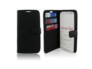 Black Flip Leather Case Cover Wallet w Stand Samsung Galaxy S4 i9500