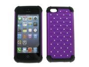 Black Skin Purple PC Hybrid Studded Diamond Bling Case Cover For iPhone 5C 5L