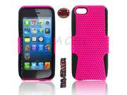 Black TPU Hot Pink Net Hybrid Case Soft Hard Cover For Apple iPhone 5S 5