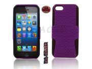 Black TPU Purple Net Hybrid Case Soft Hard 2 Part Cover For Apple iPhone 5C 5L