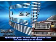 For 04 05 Ford F 150 Bar Style Model Stainless Steel Billet Grille Combo F67995C