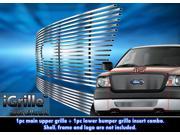 Fits 2006 2008 Ford F 150 Honeycomb Style Stainless Steel Billet Grille Combo F67858C