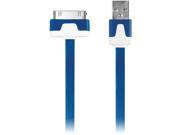 IESSENTIALS IPL FDC BL Charge Sync 30 Pin Flat Cable 3.3ft Blue