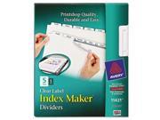 Avery Index Maker Print Apply Clear Label Dividers with White Tabs for Copiers AVE11421