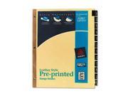 Avery Preprinted Black Leather Tab Dividers with Gold Reinforced Binding Edge AVE11351