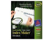 Avery Index Maker EcoFriendly Print Apply Clear Label Dividers with White Tabs AVE11580