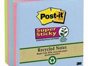 Post it Notes Super Sticky Recycled Notes in Bora Bora Colors MMM6545SST