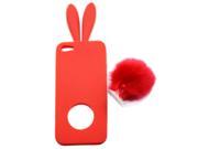 Demarkt® Rabbit Ears Design TPU Protective Case with Stand Function for iPhone 5 5s Light Red