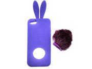 3D Rabbit Ears Design TPU Protective Case with Stand Function for iPhone 5 5s Purple