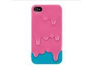 Demarkt® Rose with Light Blue Melt ice Cream Skin Hard Case Cover for iPhone 4S 4 Protect Case