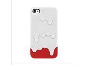 Demarkt®White with Red Melt ice Cream Skin Hard Case Cover for iPhone 4S 4 Protect Case