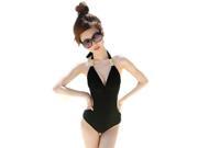 Demarkt® hot spring bathing suit triangle slim thin one piece swimwear Black XL