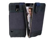 Bouletta Leather Canvas Phone cases for Samsung Galaxy S5 [Canvas Flip Antic Blue]