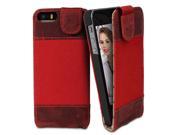 Bouletta Leather Canvas Phone cases for Apple iPhone 5 5S [Canvas Flip Antic Red]