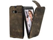 Bouletta Leather Phone Case for HTC One M9 [Flip Case Antic Coffee]