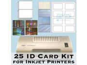 25 ID Card Kit Laminator Inkjet Teslin Butterfly Pouches and Holograms Make PVC Like ID Cards