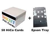 PVC ID Card Starter Kit 50 HiCo Inkjet PVC Cards PVC Card Tray for Epson R280 Artisan 50 RX595 R260 and others